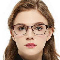 Aspheric Women's Metal Glasses Frame Fashion Ultralight Finished Myopia Glasses Rhinestone Ultralight B05088