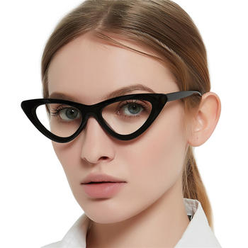 2020 New Arrival Blue Light Blocking Retro Cat eye Design Framed Demi Black White Transparent Ladies Reading Glasses