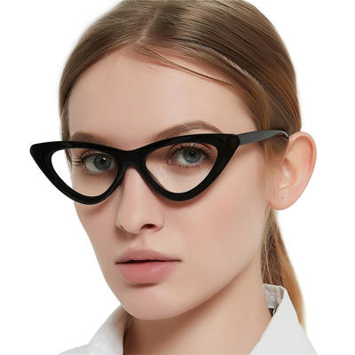 2020 New Arrival Blue Light Blocking Retro Cat eye Design Framed Demi Black White Transparent Ladies Reading Glasses