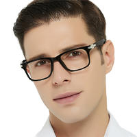 Fashion Women and Men Flexible Spring Hinge Handsome Cross Design Rectangular Frame Matt Black Demi Reading Glasses