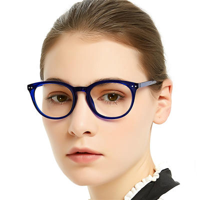 Wholesale latest Fashion Spring Hinge Round Frame Classic Blue Green Transparent Red Yellow Colorful Women Reading Glasses