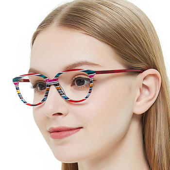latest striped eyewear multicolor acetate eyeglass frame for young girl