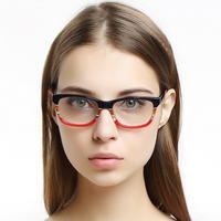 Big Square Colorful Acetate High Quality Fancy Women Optical Frame Glasses