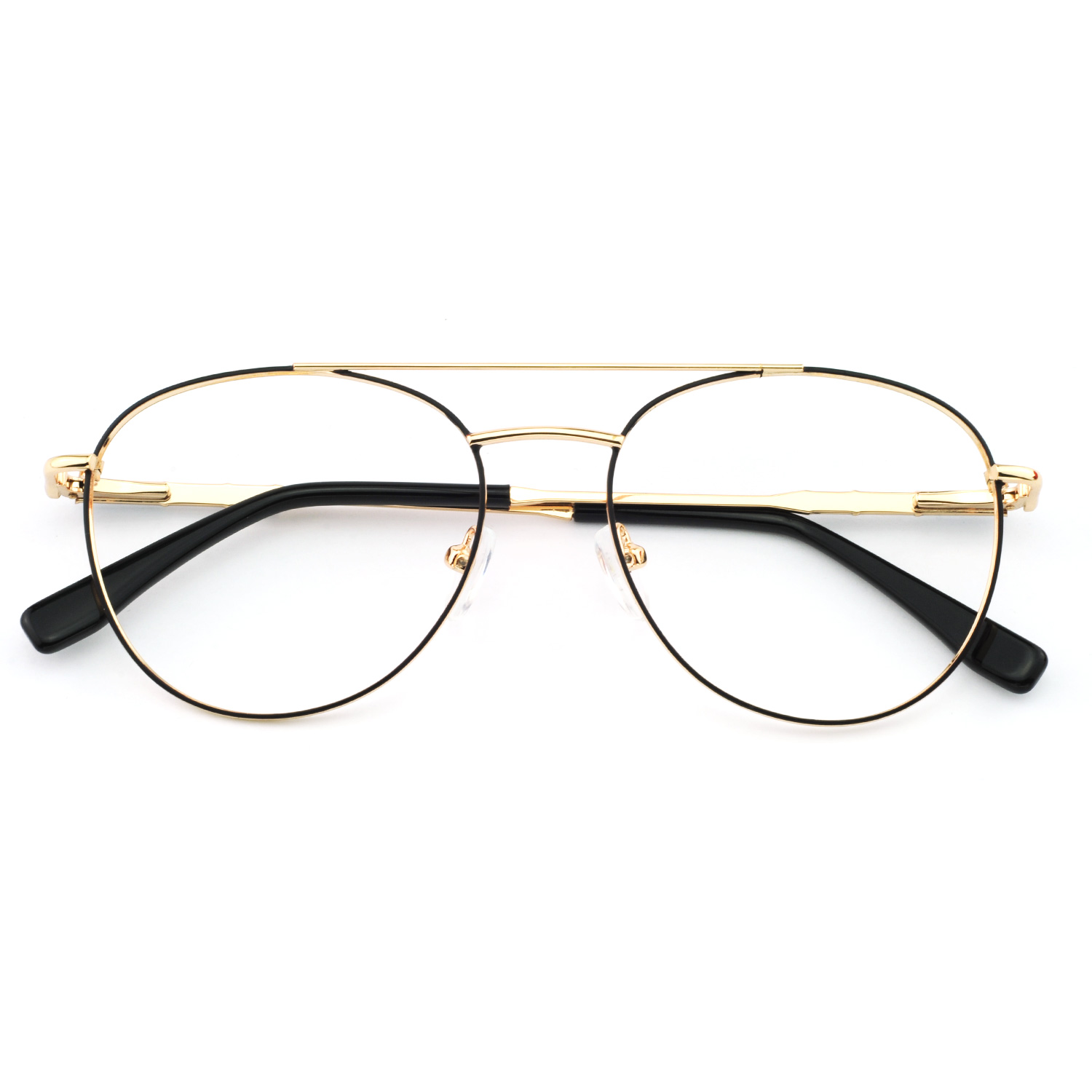Double Bridge Round Stainless High Quality Fancy Big Women Optical Frame Glasses